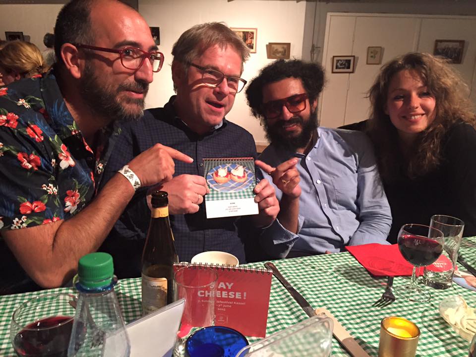 Manik Katyal with Ángel Luis González, Director - Photo Ireland, Dieter Neubert, Founder - Kassel Photobook Award at Martin Parr Dinner.