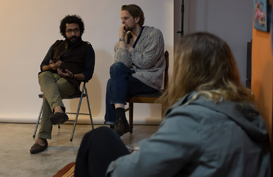 Manik Katyal teaching a photography workshop with American photographer - Justin Maxon at Kolkata, India