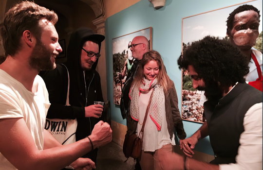 Manik Katyal teaching Indian dance to Krzysztof Candrowicz, Festival Director - Fotofestival Lodz and David Favrod at Braga, Portugal.